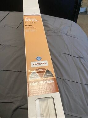 Cordless Vinyl Blind in White - 31 x 64 in